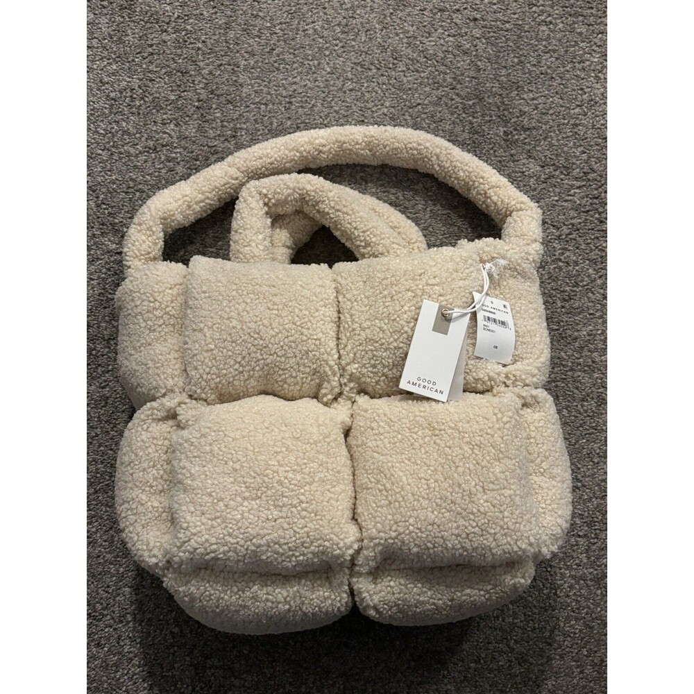 Good American PUFFY Sherpa BAG Zip, Handles + Straps, SOLD OUT RARE‎ NWT